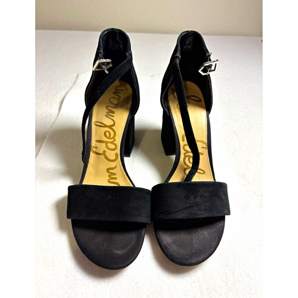 Sam Edelman Women’s 9.5 Black Suede Ankle Strap Block Heel Sandals